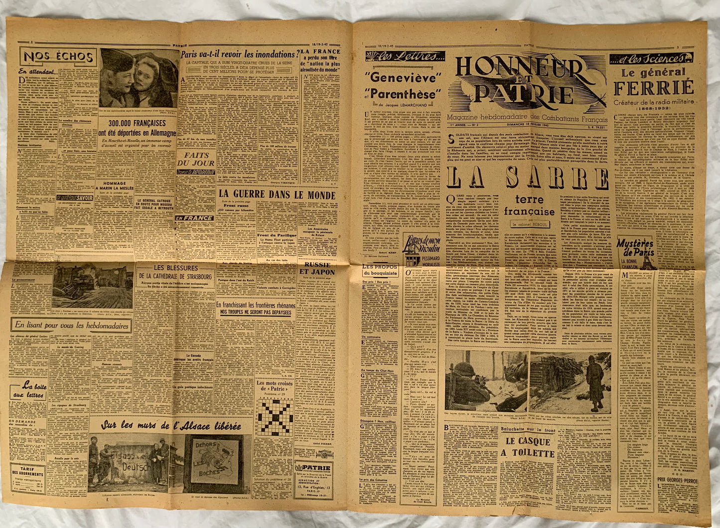 Original WW2 French Resistance FFI Combatants Newspaper ‘Patrie’ dated early 1945