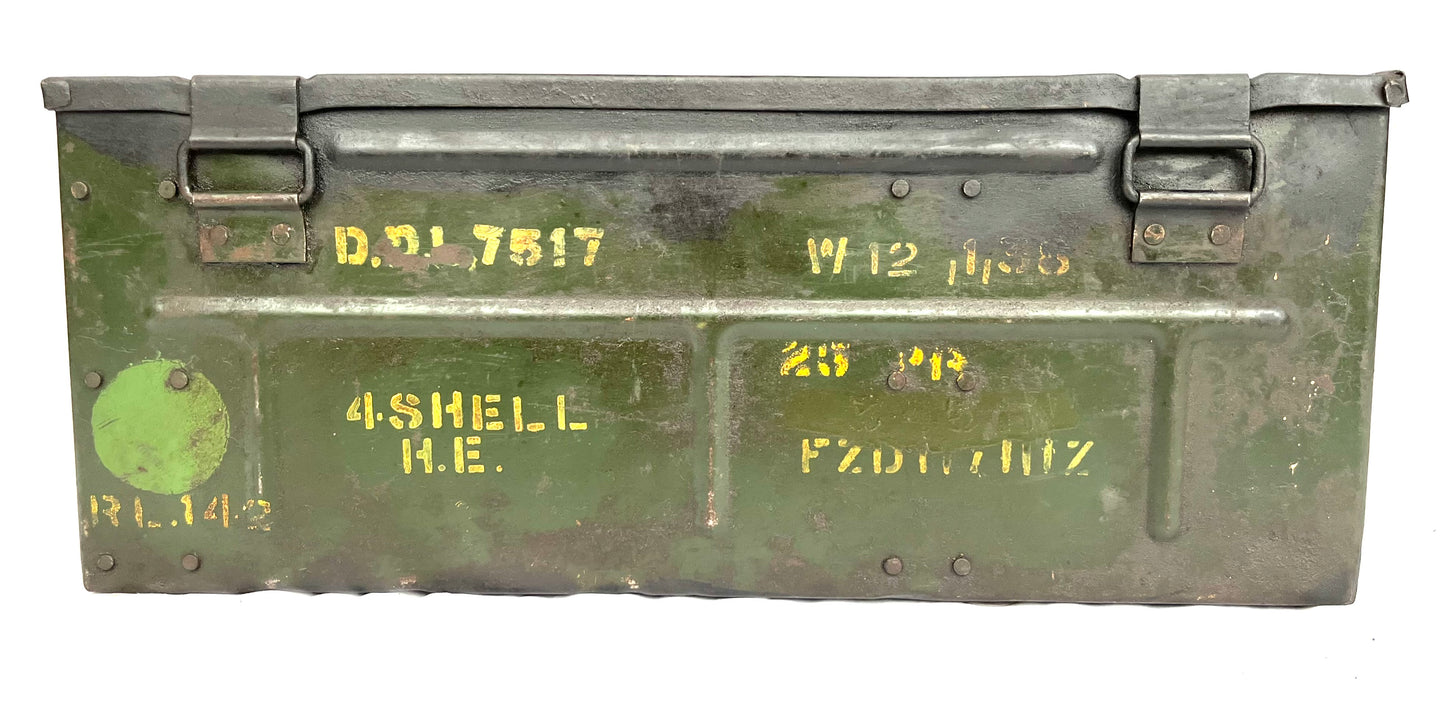 WW2 British 25 Pounder Shell Transit Box - Dated 1937 - from Dunkirk - Complete With Internal Racks.