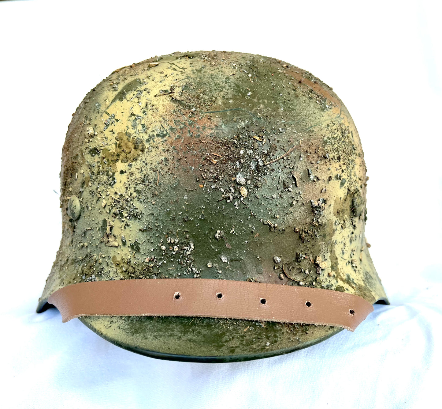 WW2 German M42 Camo Helmet with liner and chinstrap