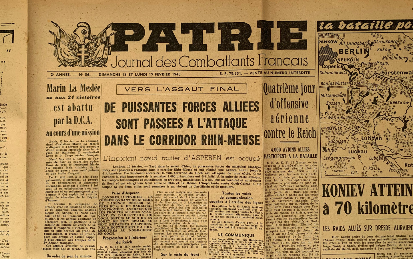 Original WW2 French Resistance FFI Combatants Newspaper ‘Patrie’ dated early 1945