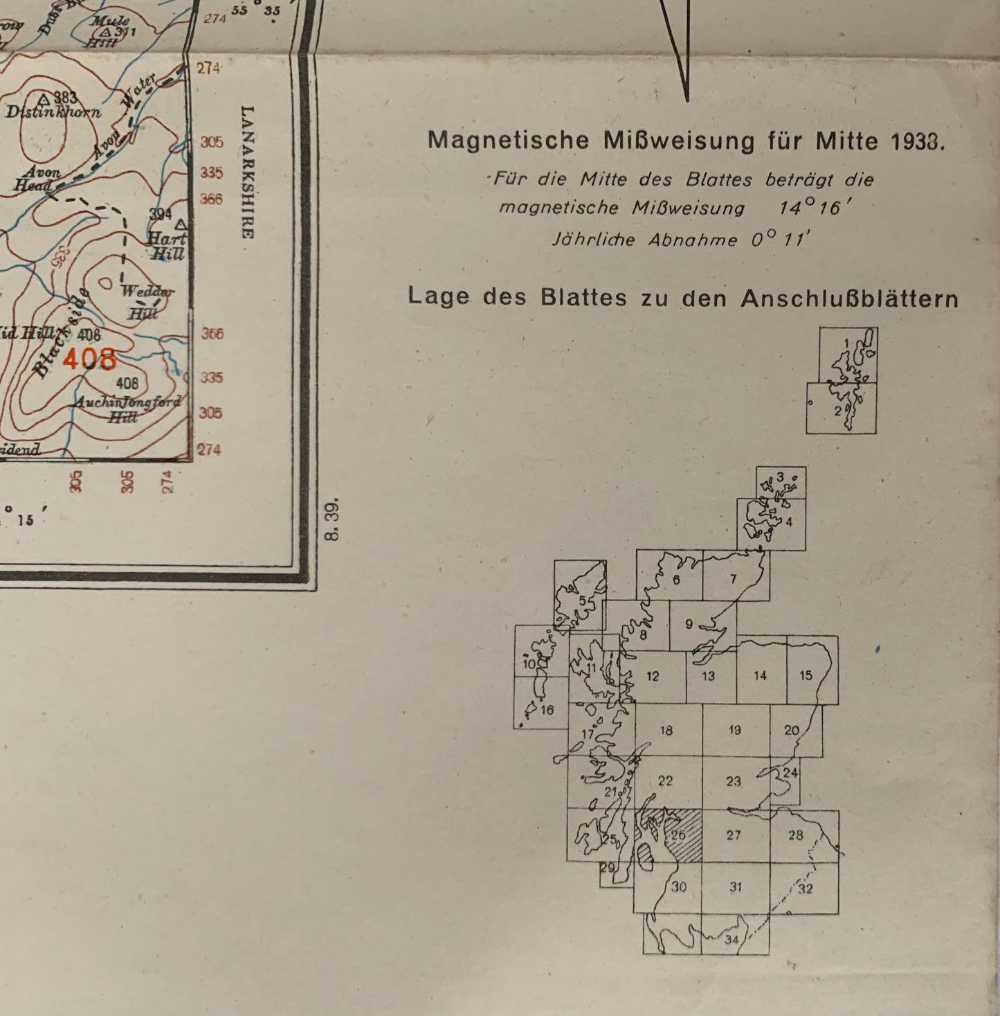 Original WW2 German Invasion Map of Glasgow dated 1938.