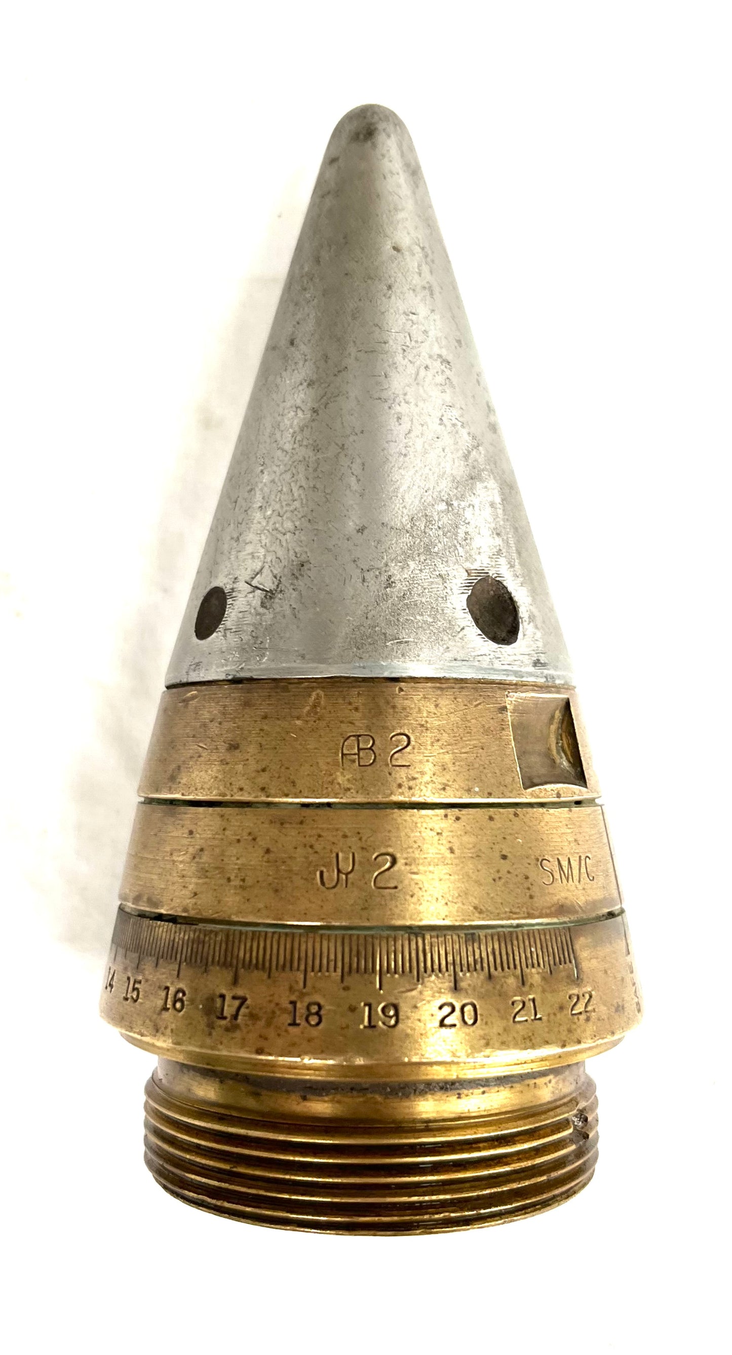WW2 British 25 pounder round in original paint with shell and superb 199 Fuse - dated 1943 - complete and inert