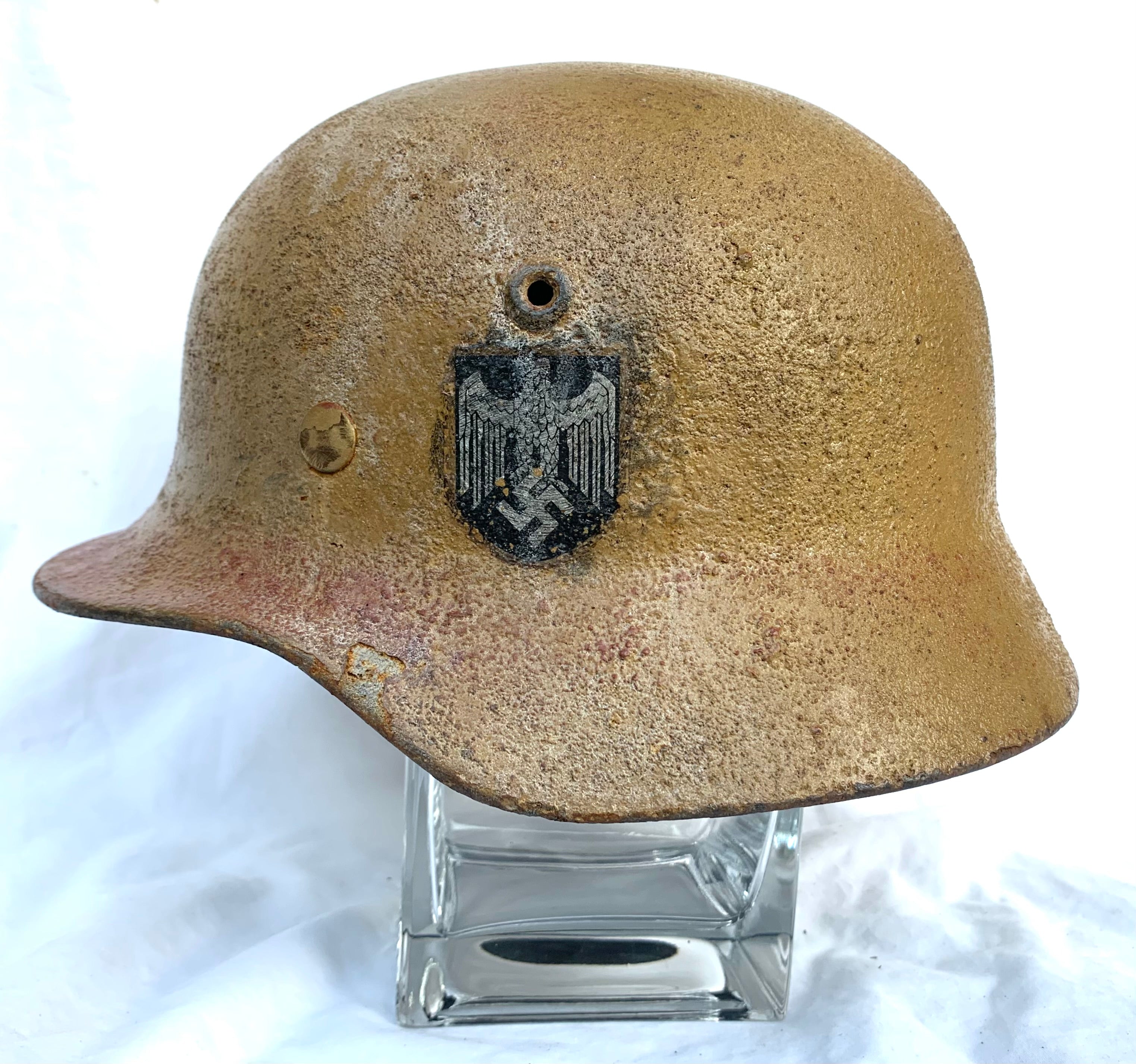 WW2 German M40 Double Decal Afrika Corp Helmet (Original Renovated