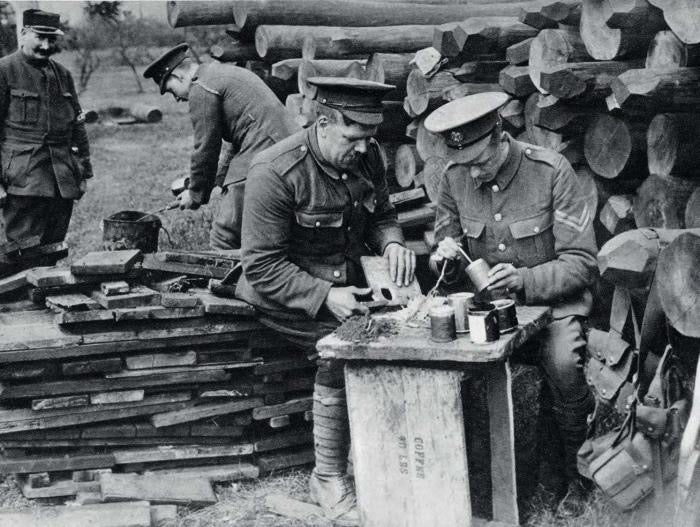 WW1 ‘Jam Tin’ improvised Grenade - with shrapnel - inert