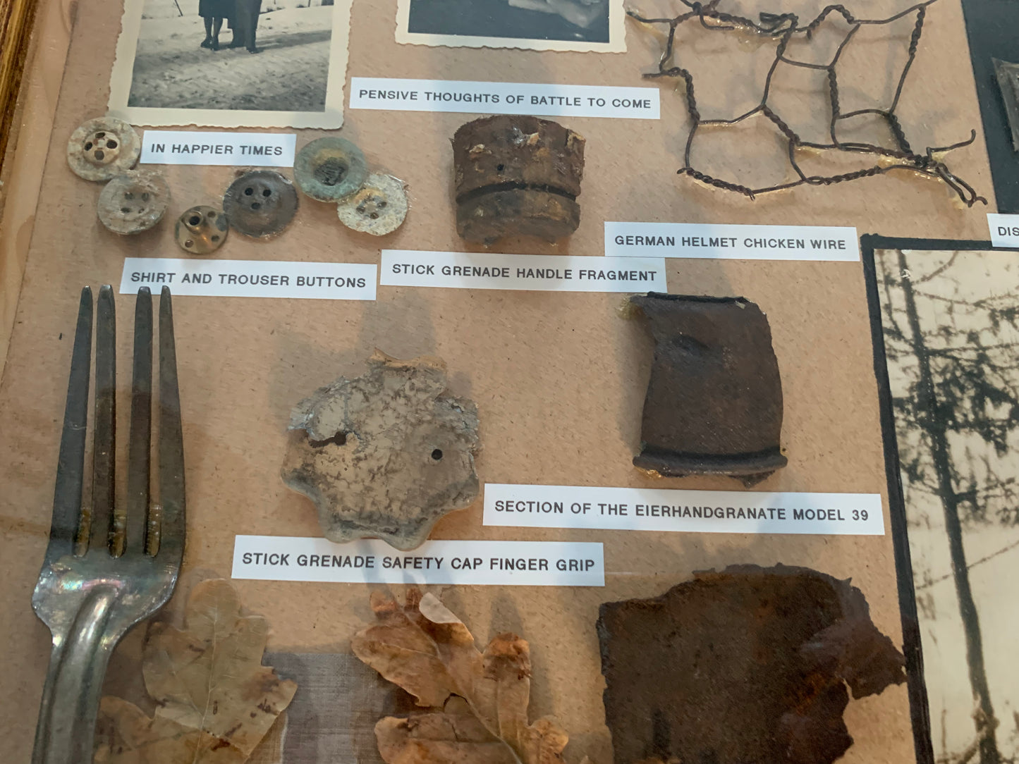 Battle of the Bulge Original Framed Items found in the Ardennes.