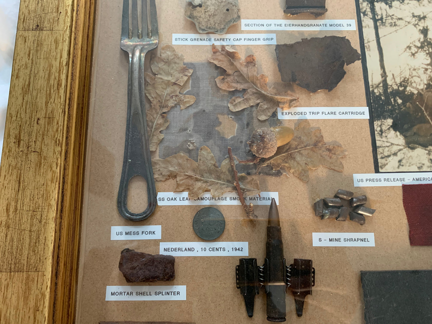 Battle of the Bulge Original Framed Items found in the Ardennes.