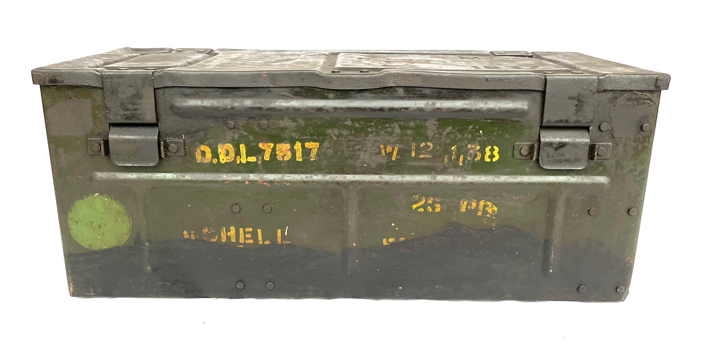 WW2 British 25 Pounder Shell Transit Box - Dated 1937 - from Dunkirk - Complete With Internal Racks.