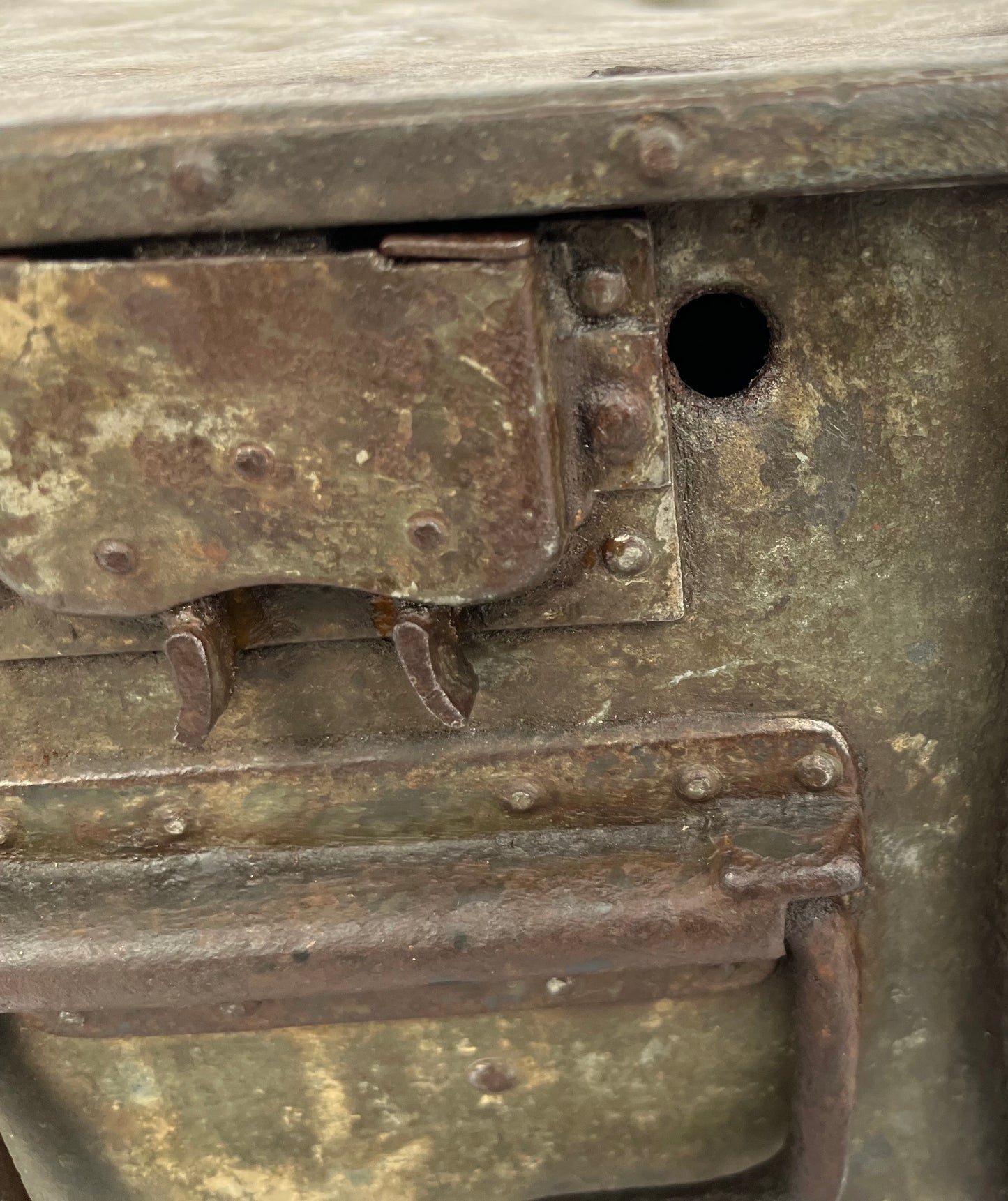 WW1 German MG08 Ammo Tin with Bullet Hole