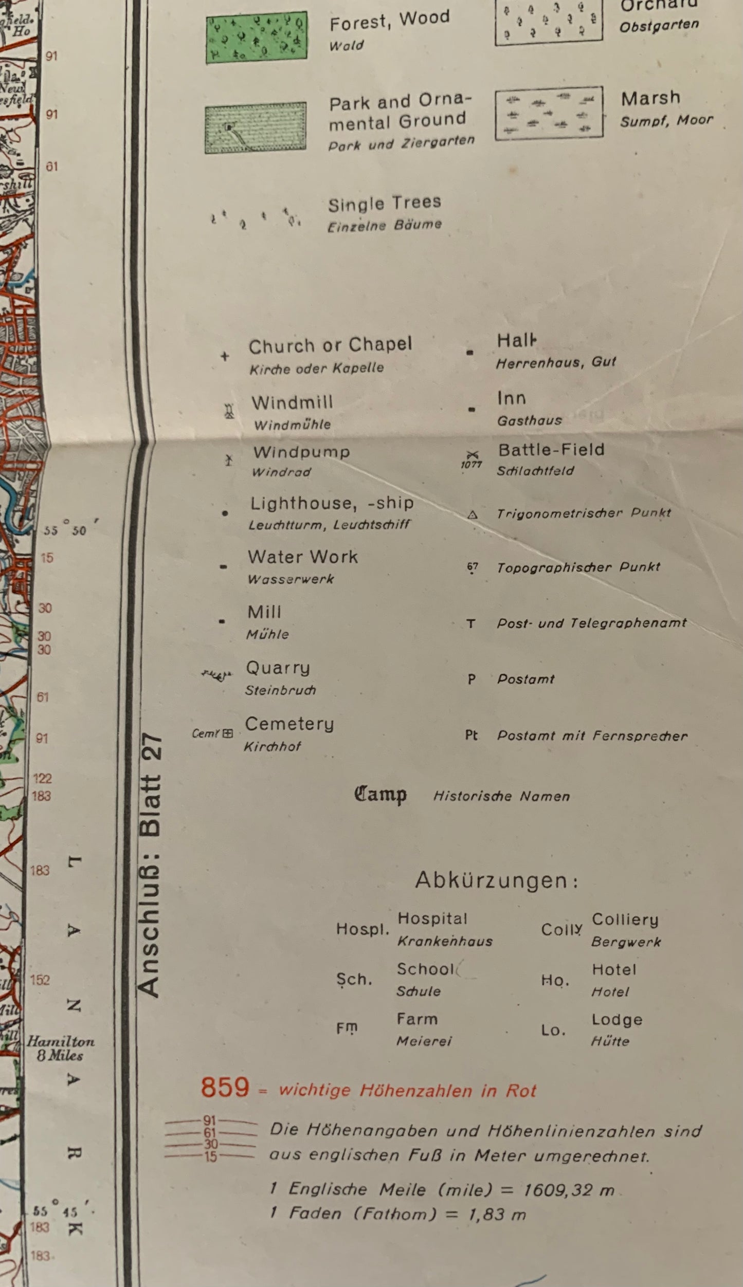 Original WW2 German Invasion Map of Glasgow dated 1938.