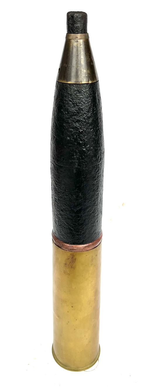 WW2 British 25 Pounder Shell with Fuse and shell case dated 1942 - Inert (1)