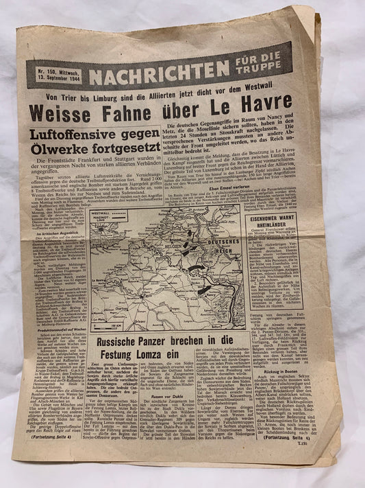 WW2 British propaganda Newspaper dropped on German forces by the RAF 1944