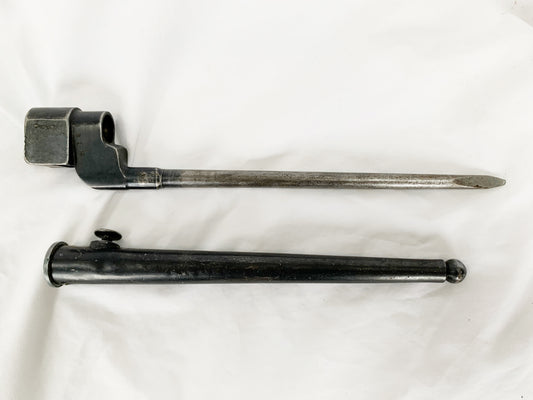 WW2 Lee Enfield No.4 and Sten MkV Spike Bayonet and scabbard.
