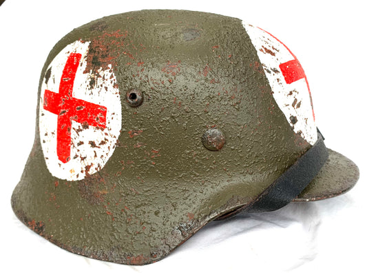 WW2 German M40 Medics Helmet with Liner and Chinstrap.