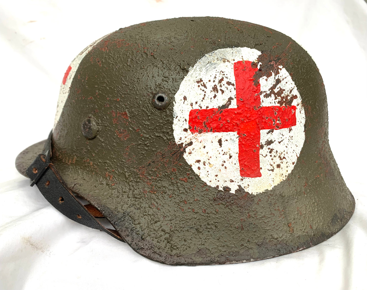 WW2 German M40 Medics Helmet with Liner and Chinstrap.