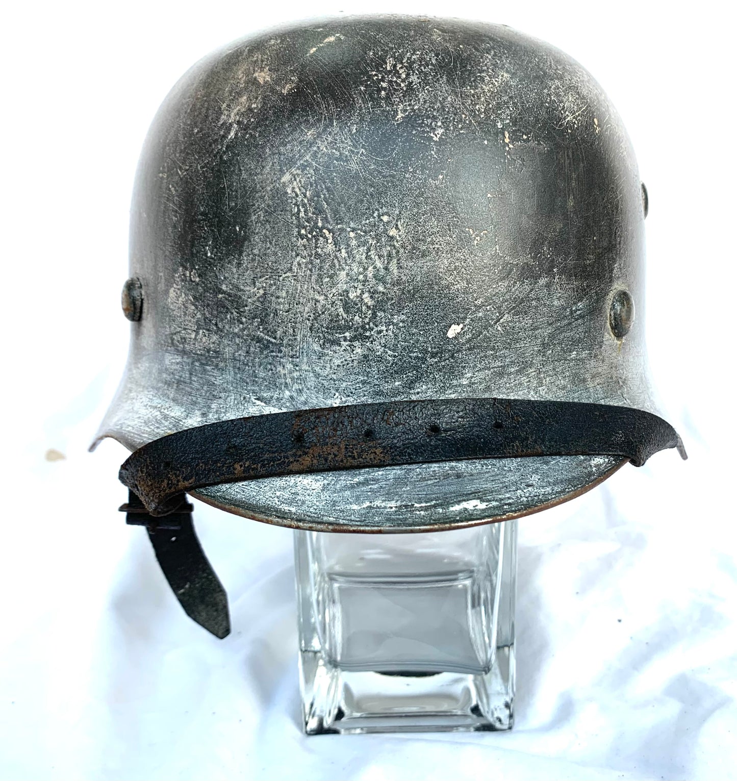 WW2 German SS M40 Helmet in Winter Camo with Liner and Chinstrap