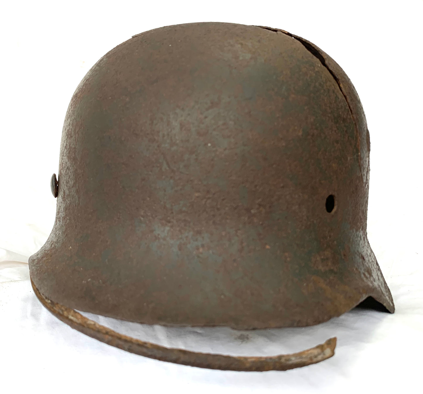 WW2 German M40 SS Battle Damaged Helmet from the Nava Front