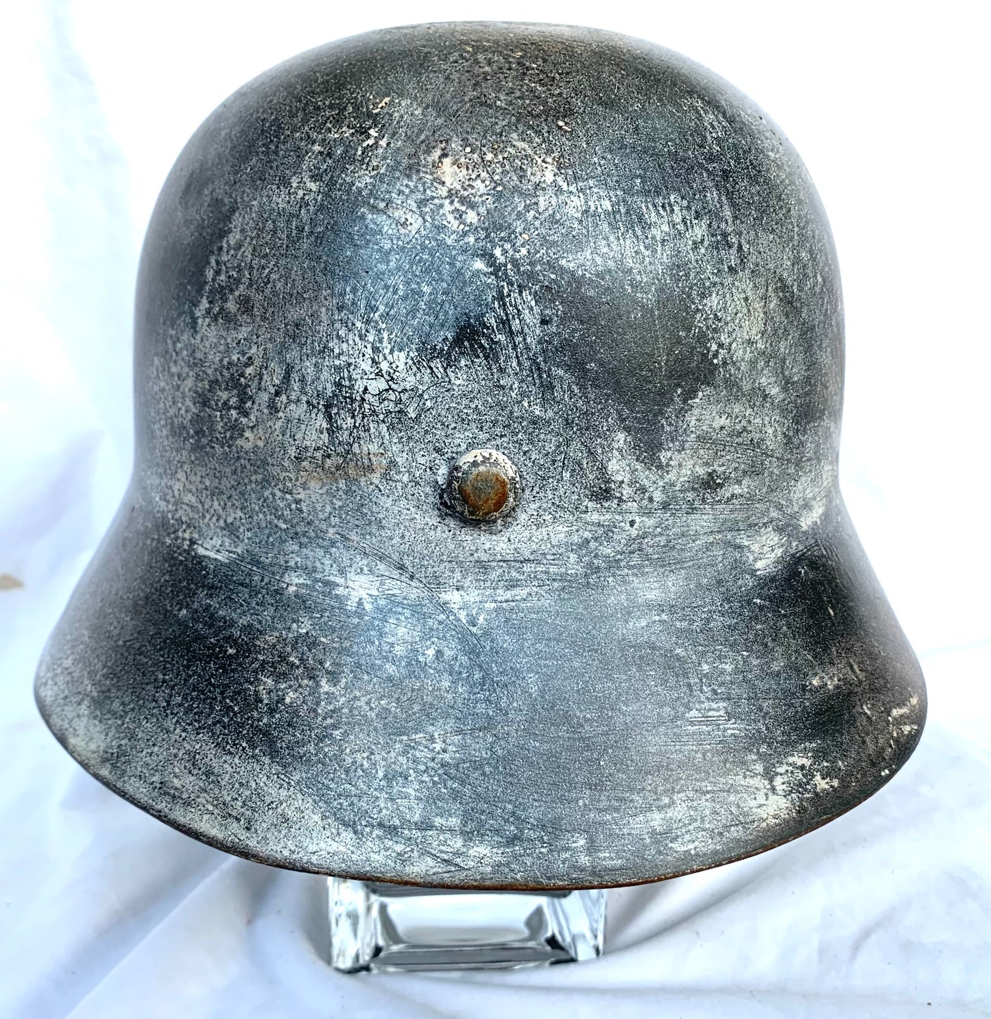 WW2 German SS M40 Helmet in Winter Camo with Liner and Chinstrap