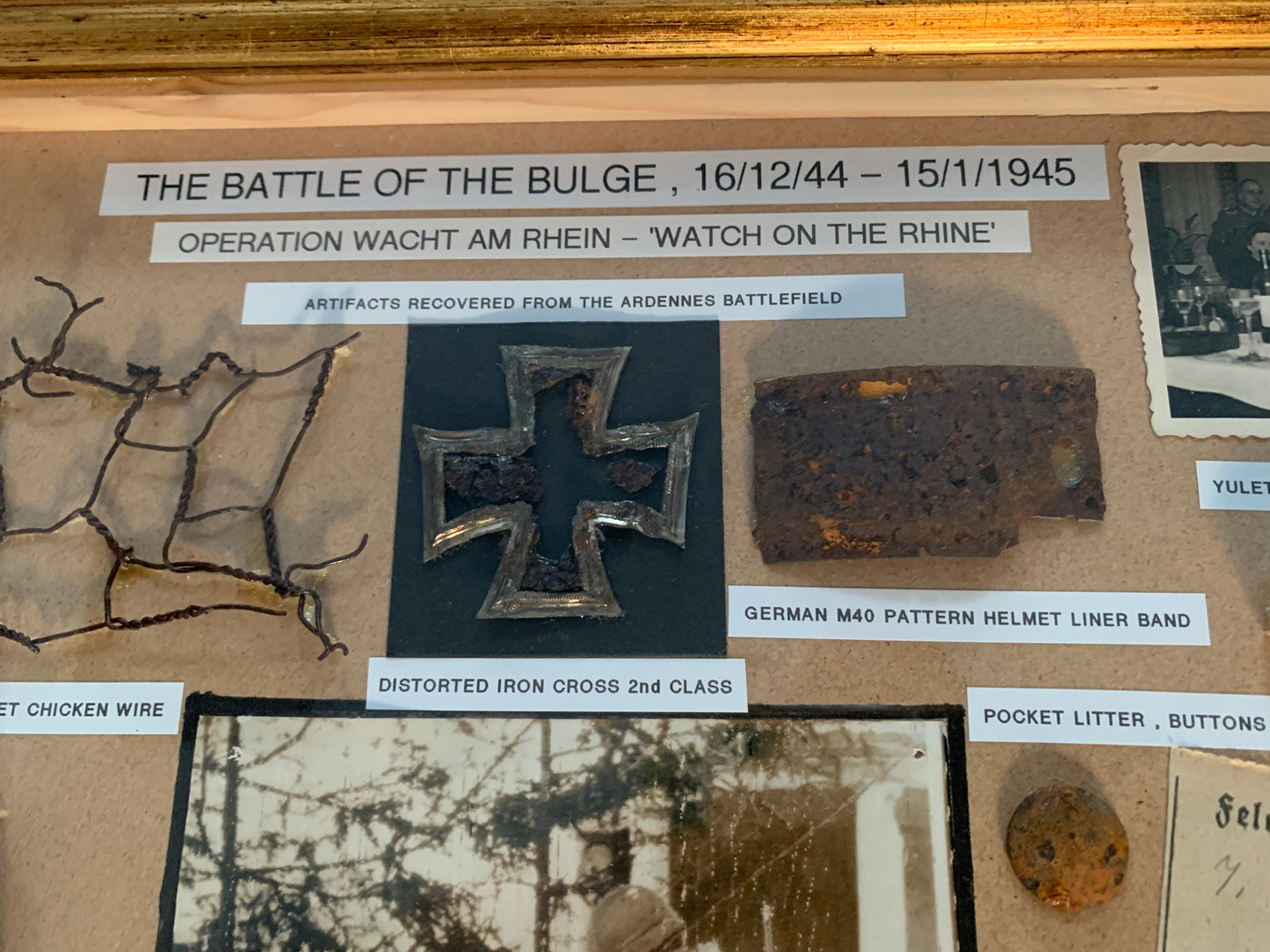 Battle of the Bulge Original Framed Items found in the Ardennes.