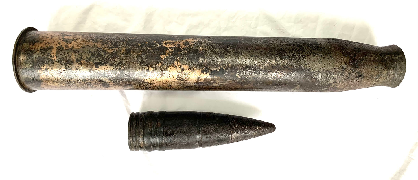 WW2 German King Tiger Armour Piercing Round Dated 1944 - Inert