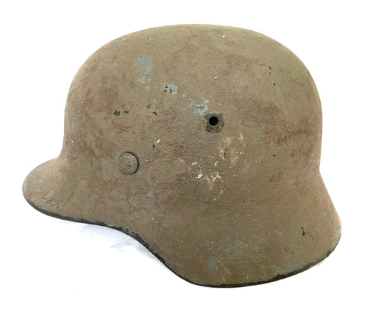 WW2 German M40 Luftwaffe Single Decal Battle Recovered Helmet with Liner, recovered from the Eastern Front