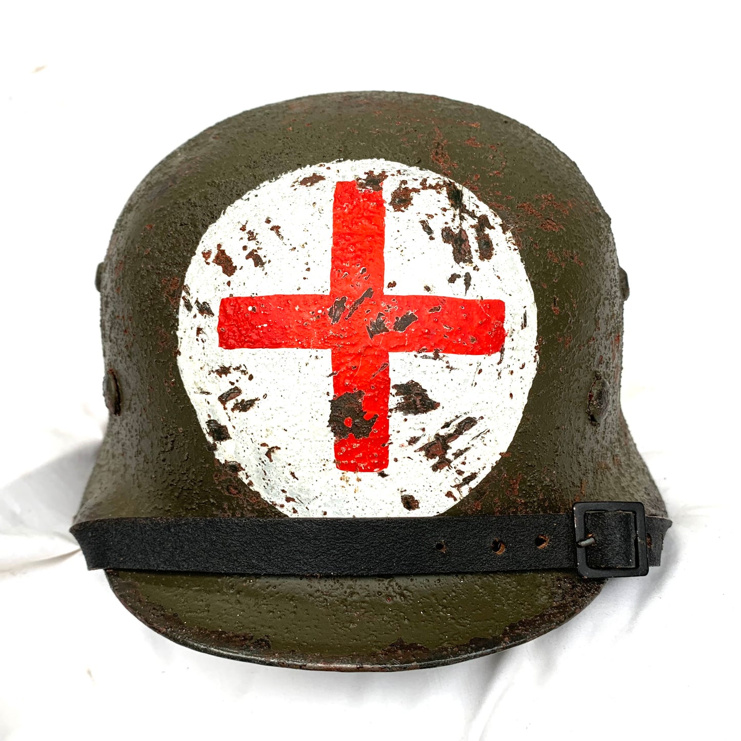 WW2 German M40 Medics Helmet with Liner and Chinstrap.