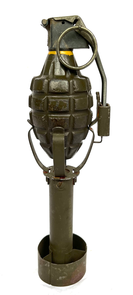 WW2 American M7 Pineapple Rifle Grenade and Launcher for M1 Garand- inert.