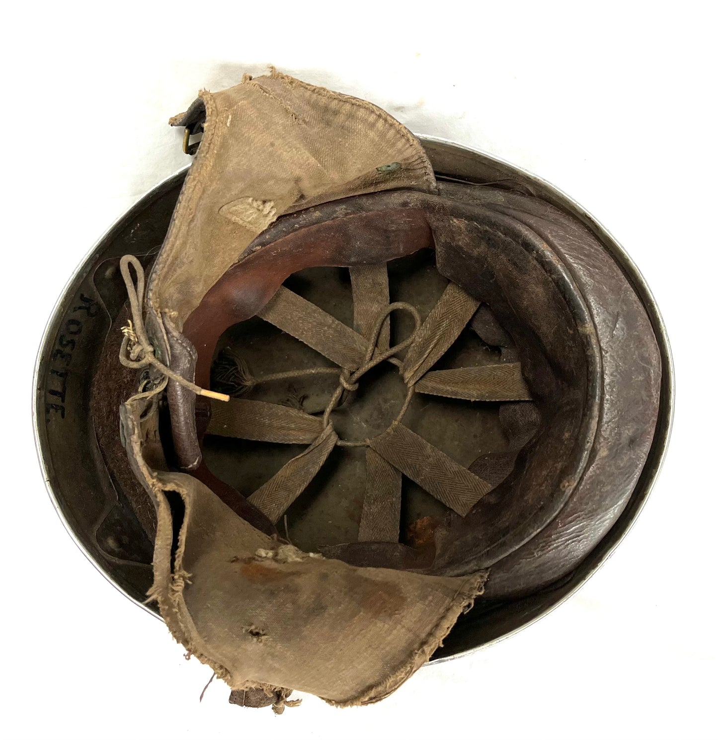 Rare WW2 Belgian Paratrooper Helmet named to ‘Rosette’ with Liner and Chinstrap.