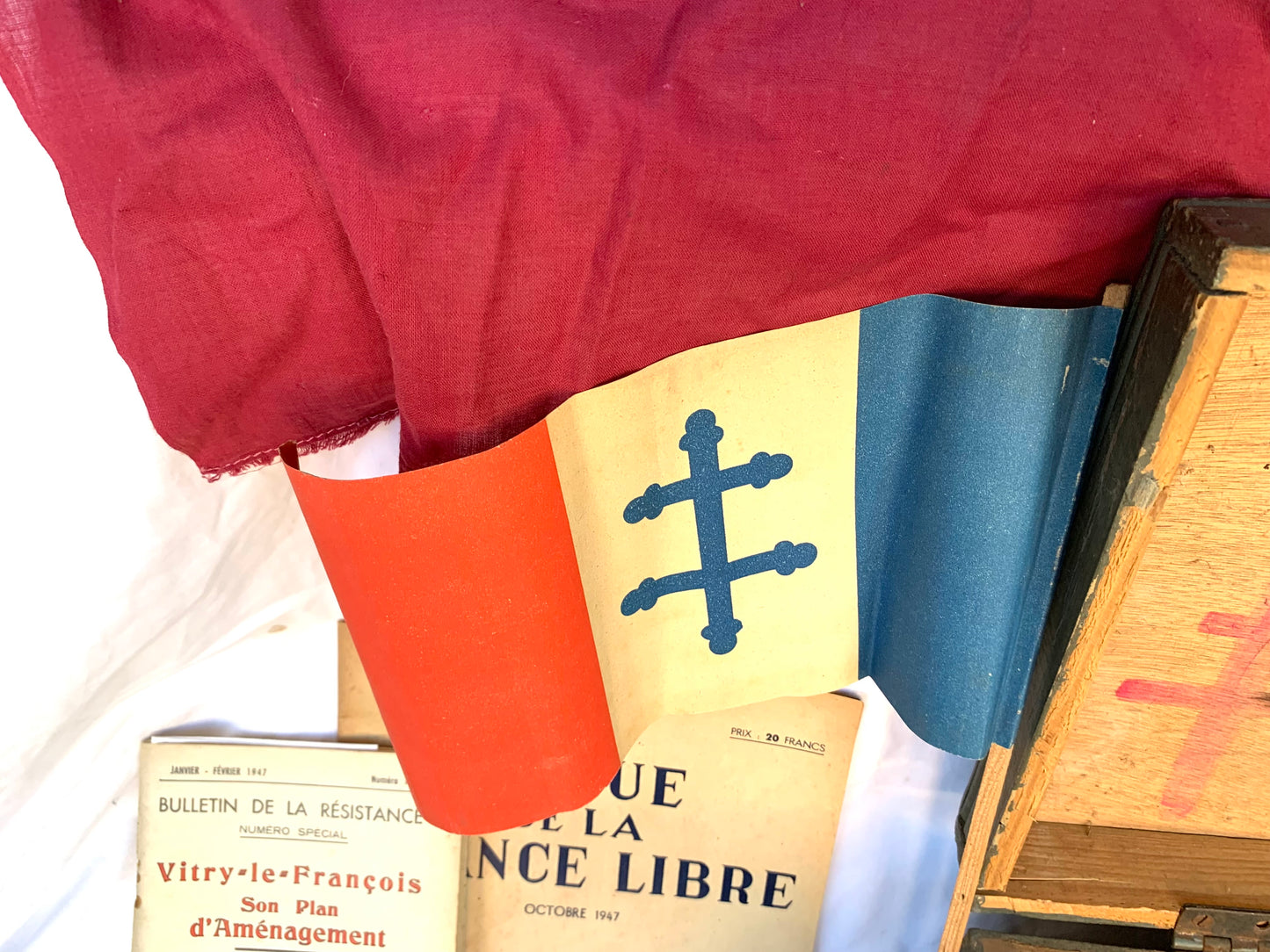 A Stunning FFI/Resistance Grouping to Andre Cattoen including Fighting Knife, coded newspaper, ID Cards, FFI Flag and much more.