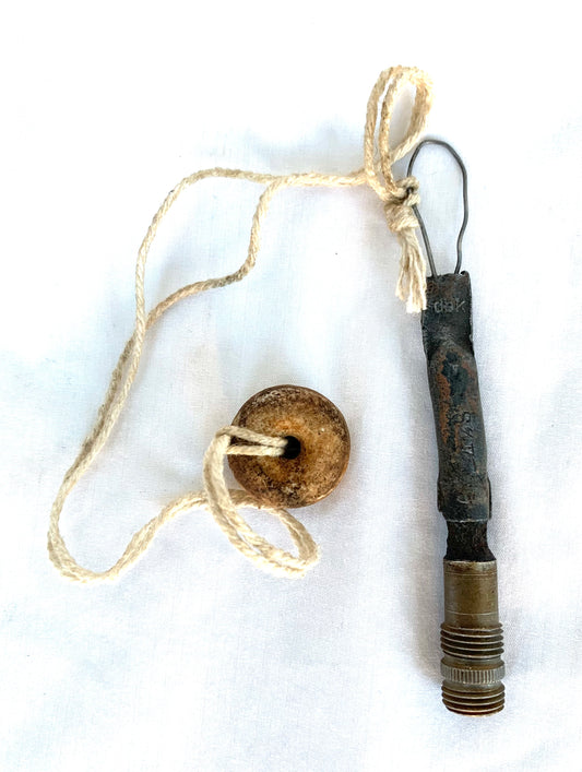 WW2 German M24 Stick Grenade Fuse, String and Ceramic Pull - Dated WW2 and/or with Makers Marks - inert.