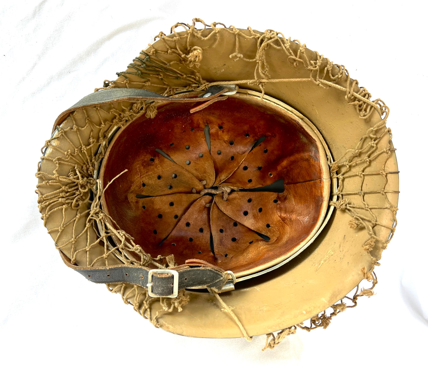 WW2 German M42 Camo Helmet with liner, chinstrap and net.