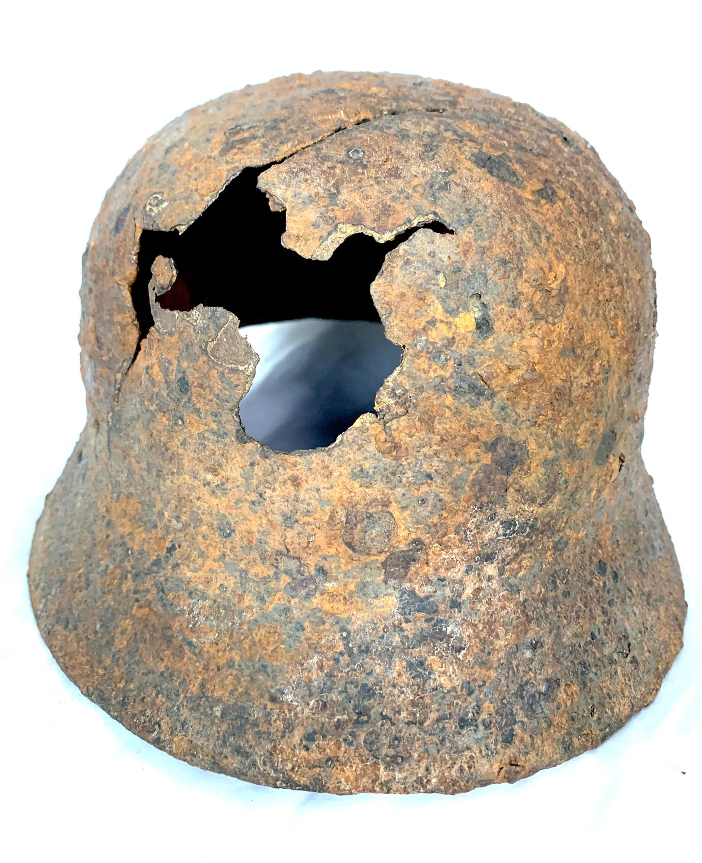 WW2 German M40 Battle Damaged Helmet recovered from the Eastern Front.