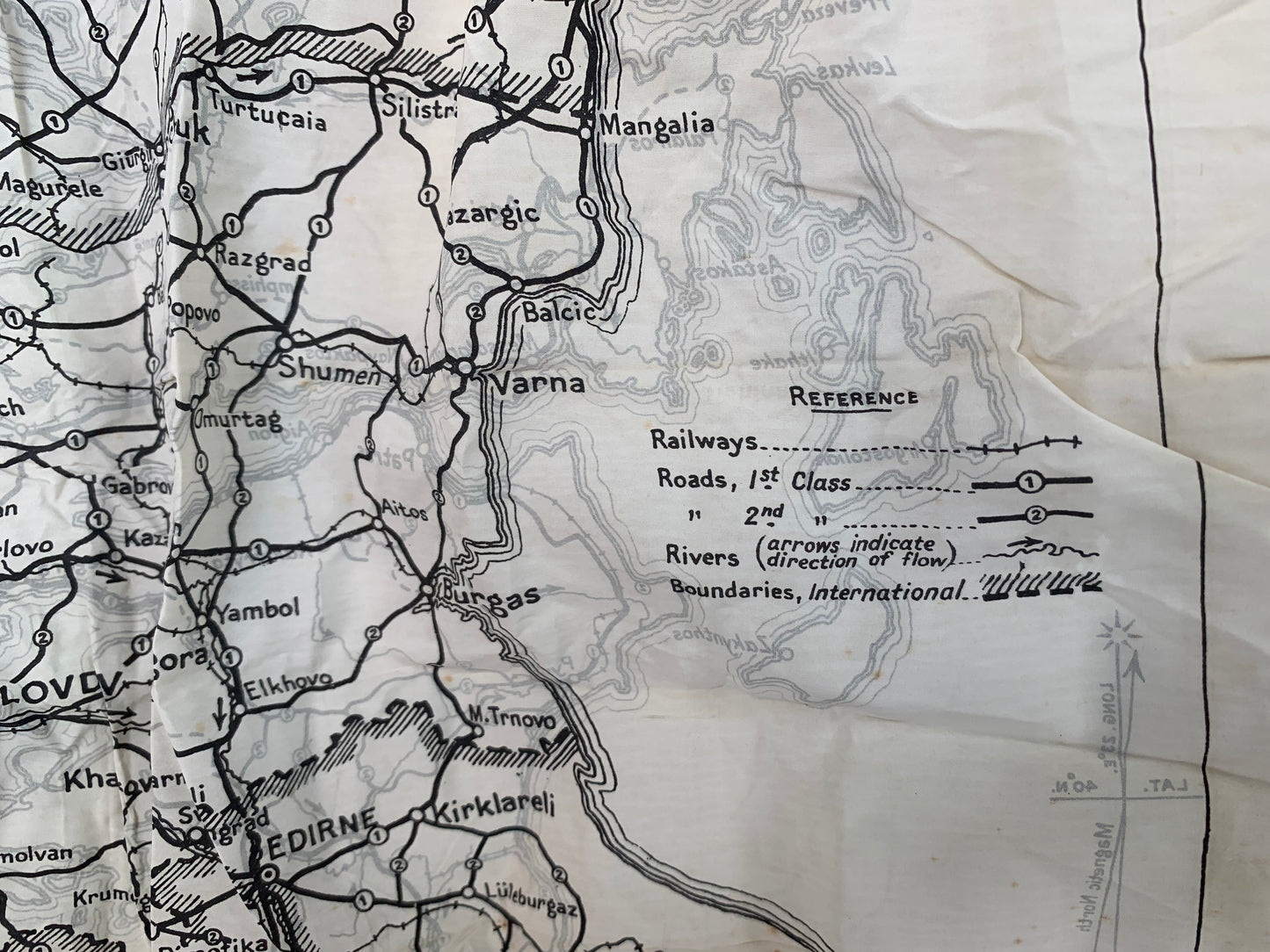 WW2 SOE and RAF Silk Escape Map of Greece, Bulgaria and Romania complete with Compass and Players Cigarette Tin.