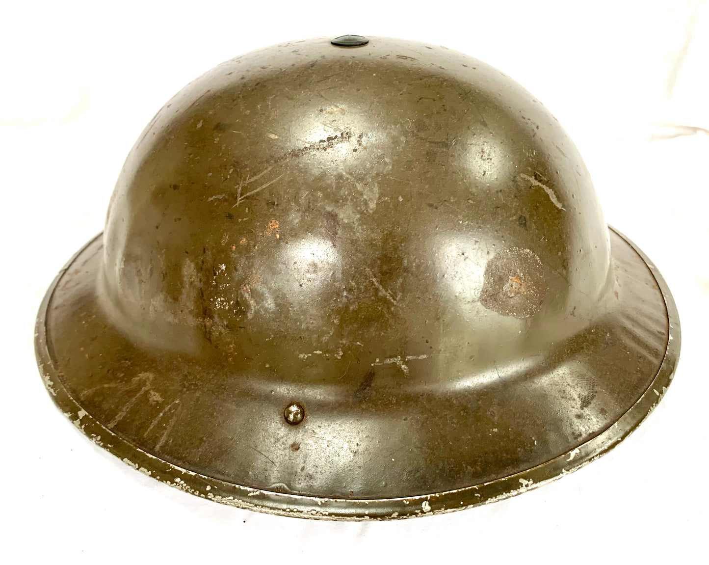 WW2 British Tommy Helmet Dated 1939 with Liner and Chinstrap named to H. I. Simfield.