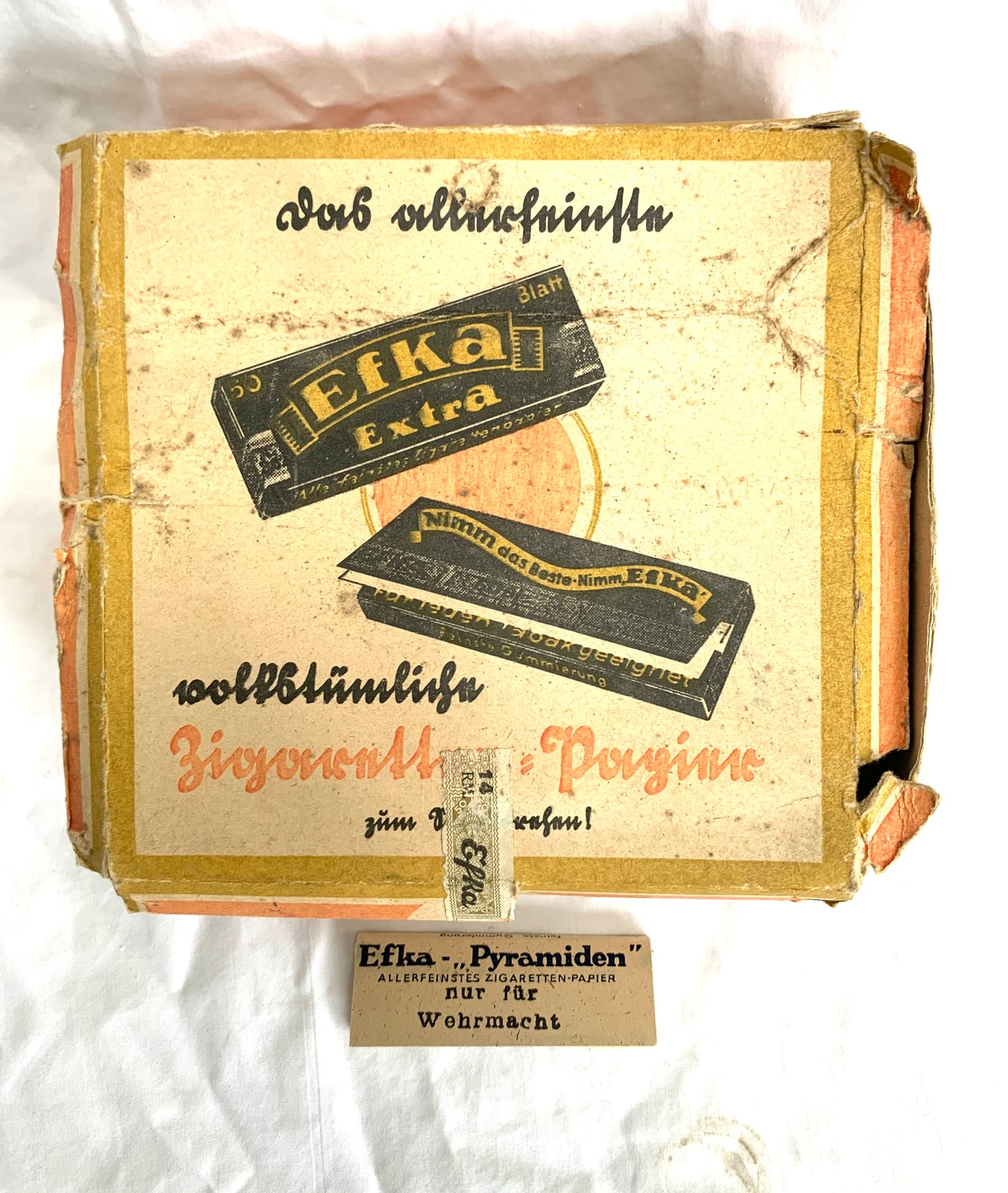 WW2 German Efka Cigarette Paper Box and 1 Packet of Papers - marked ‘Only for Wehrmacht’