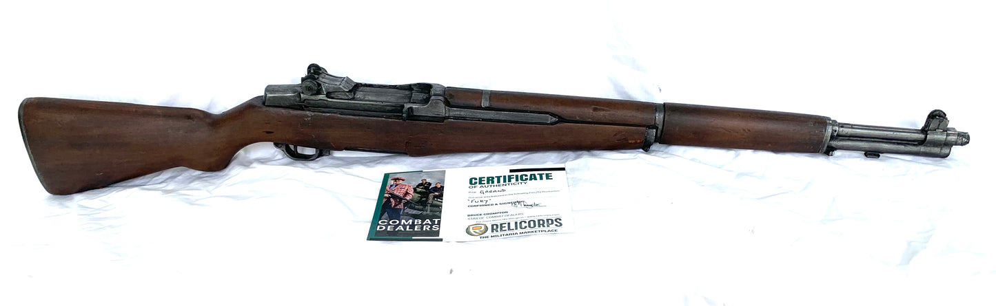 Fury Film Prop WW2 American M1 Garand with Certificate signed by Bruce Crompton of Combat Dealers.