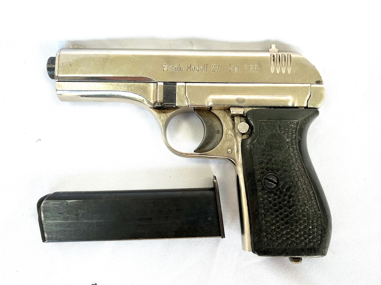 Deactivated WW2 Nazi CZ27 Pistol with Waffenampt stamps and full matching serial numbers.