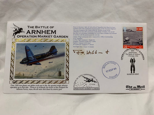 Arnhem First Day Cover signed by Major James Anthony (Tony) Hibbert MBE MC