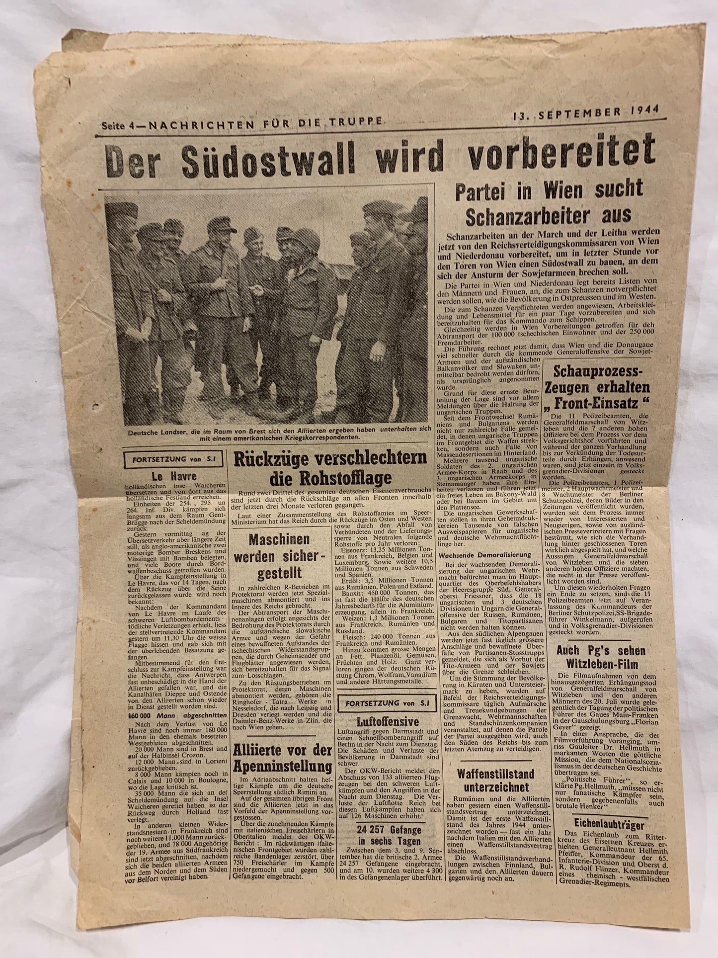 WW2 British propaganda Newspaper dropped on German forces by the RAF 1944