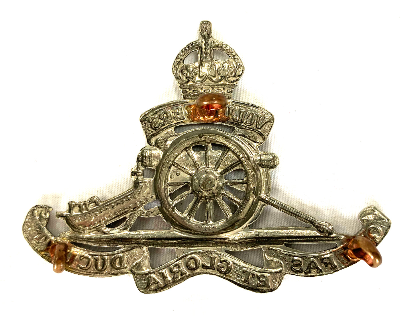 Royal Artillery Volunteers Silver Original Cap Badge.