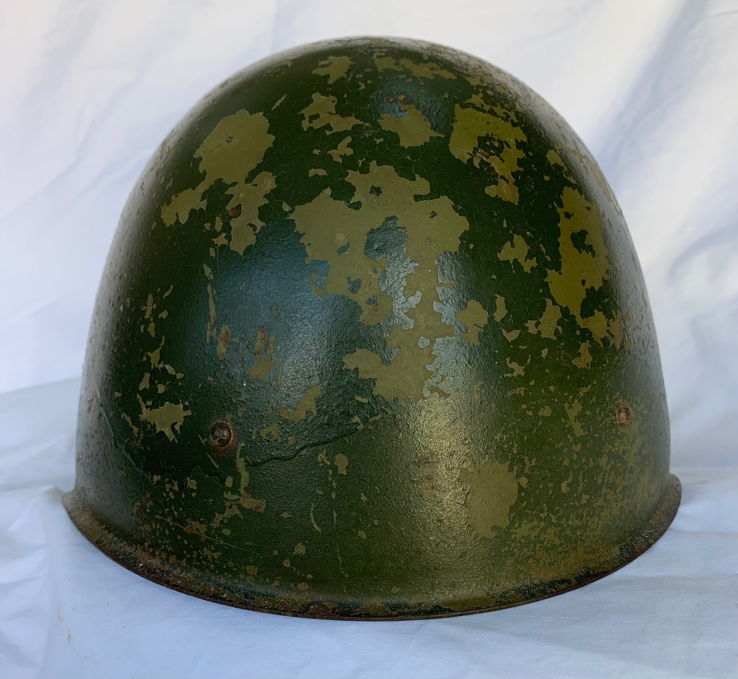 WW2 Russian SSh-40 Helmet with Liner, Chinstrap and Red Star Decal.