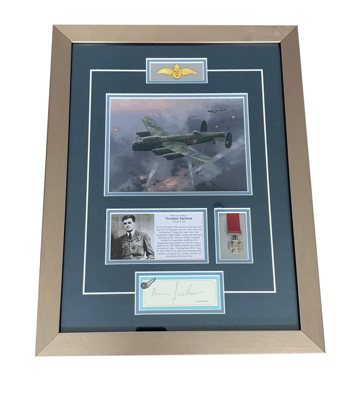Norman Jackson VC Autographed Original Print Display - Fully Certified