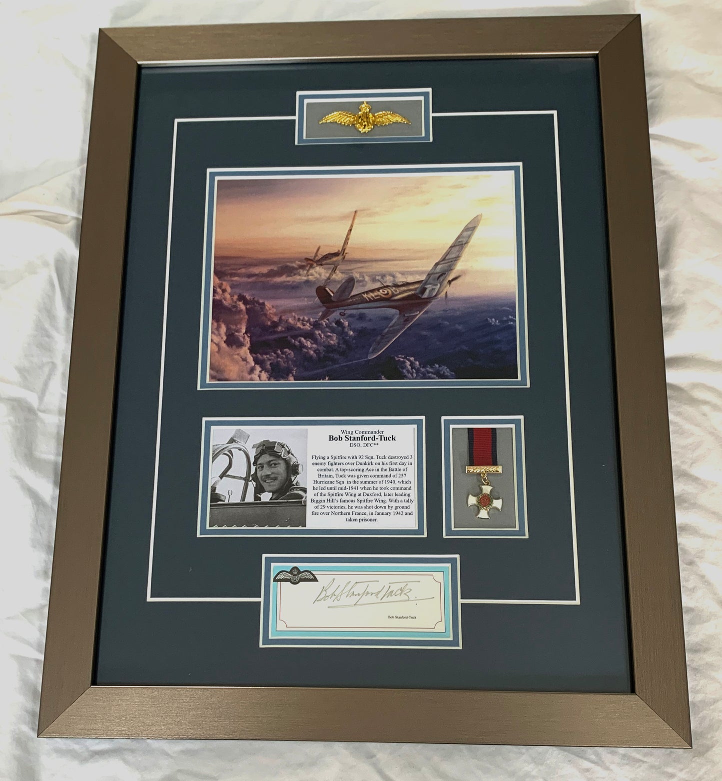 WW2 RAF Battle of Britain Ace Bob Stanford-Tuck Autographed Original Print Display - Fully Certified