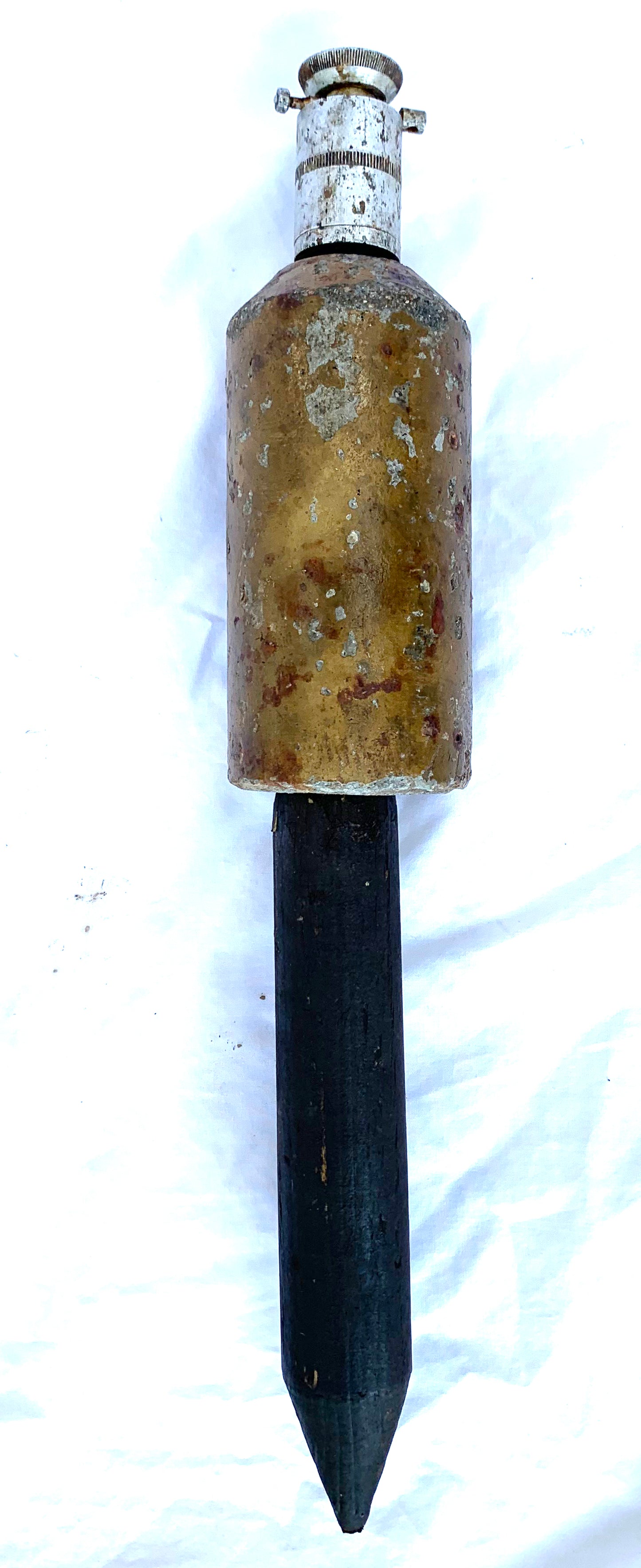 WW2 German Concrete Mine with Compression Fuse and Stake - Inert.